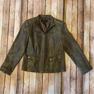 Alfani Women’s Leather Snakeskin Moro Jacket with Snap Pockets S and Lined